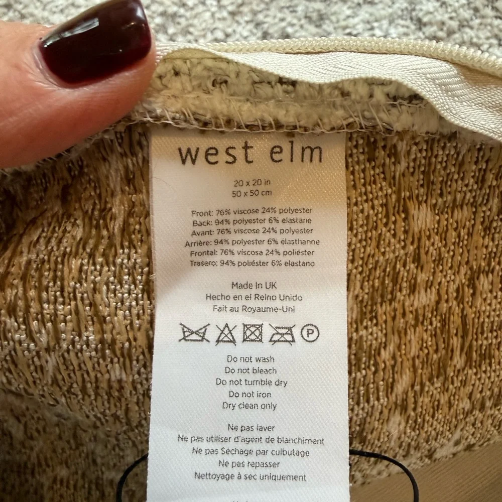 West Elm Beige and Cream and taupe pillow Cover